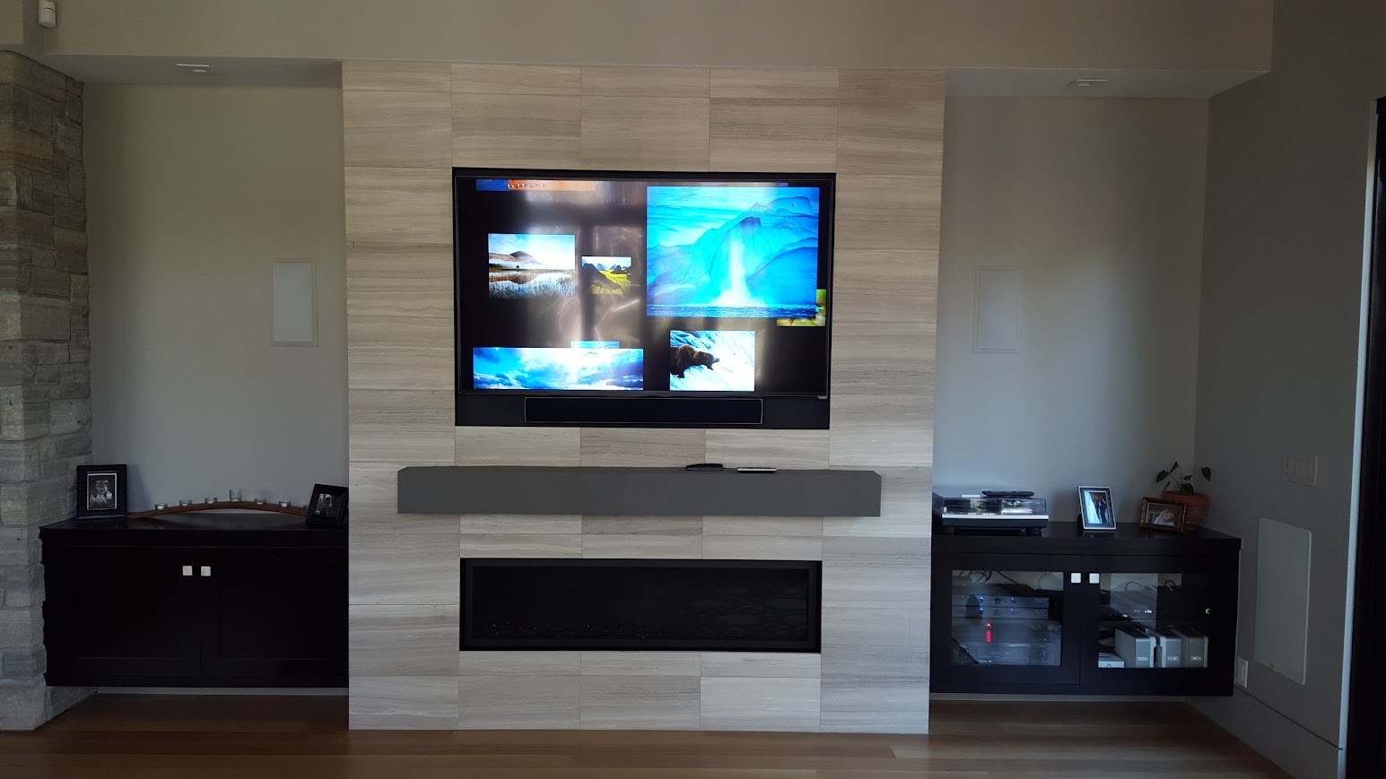 TV and soundbar feature wall