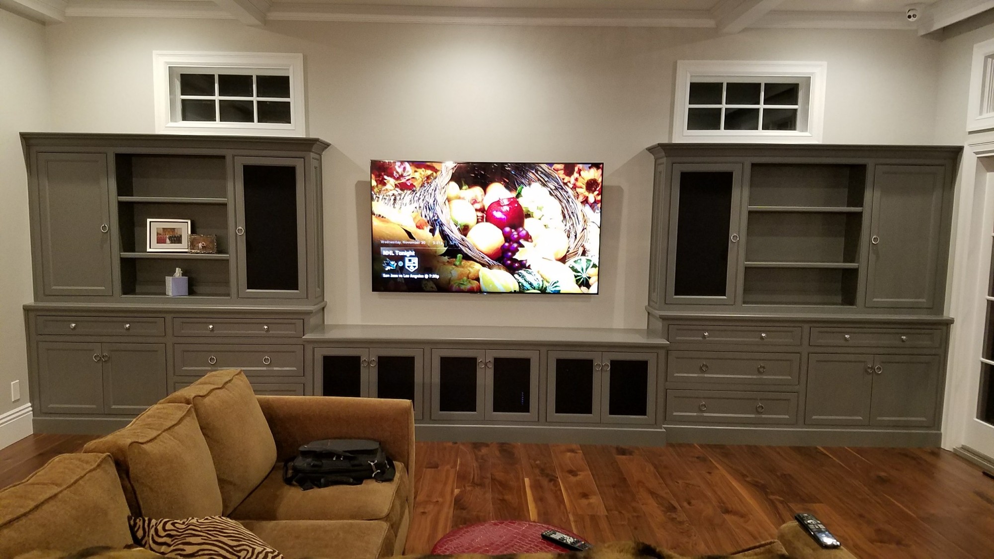 TV with custom built-in cabinetry
