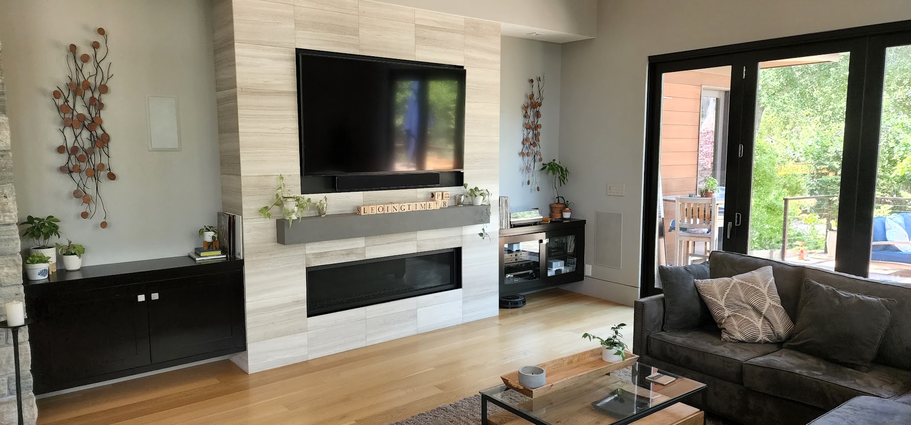 Finished fireplace TV installation